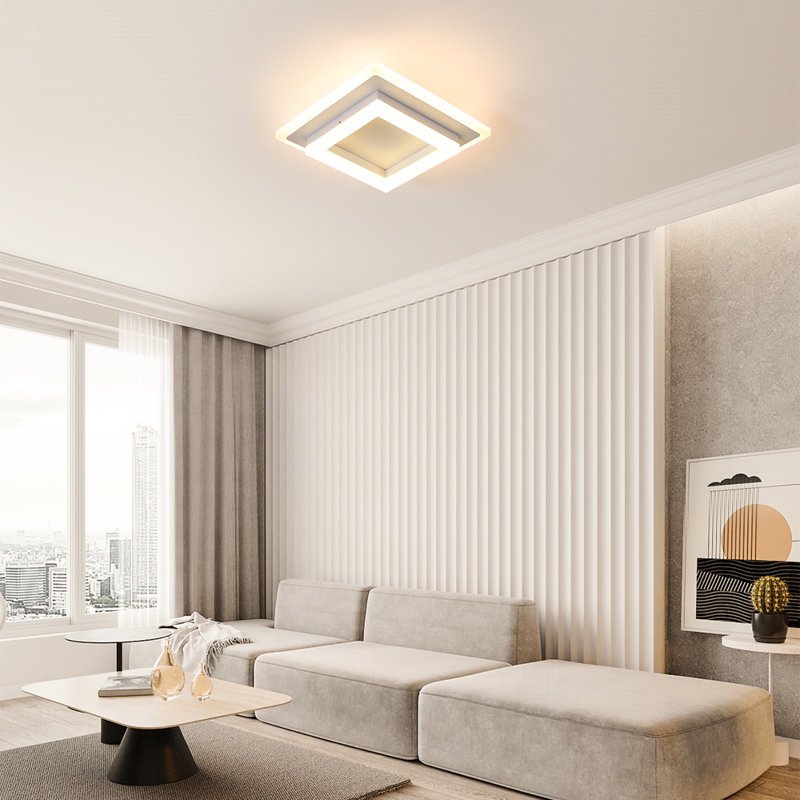 Aweys 1-Light 20cm Square LED Flush Mount Ceiling Light, 3000K, White