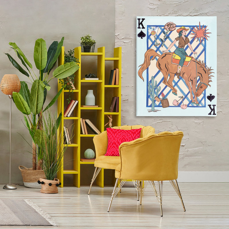 Art mural sur toile Glam Cowgirl avec babioles, design par Melissa Wang, H 48 po x l 36 po
