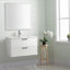 Meuble-lavabo mural flottant avec lavabo, avec système de fermeture en douceur, deux grands tiroirs et une ligne de décoration pour un rangement organisé et un décor moderne