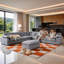 Ensemble de canapé modulaire en chenille avec repose-pieds 8 personnes Burwell-1862508453-1862620286-1862620287