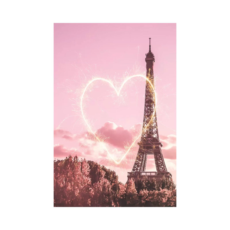 Paris Heart - Print on Canvas, 101.6cm H x 66.04cm W x 3.81cm D, Wrapped Canvas