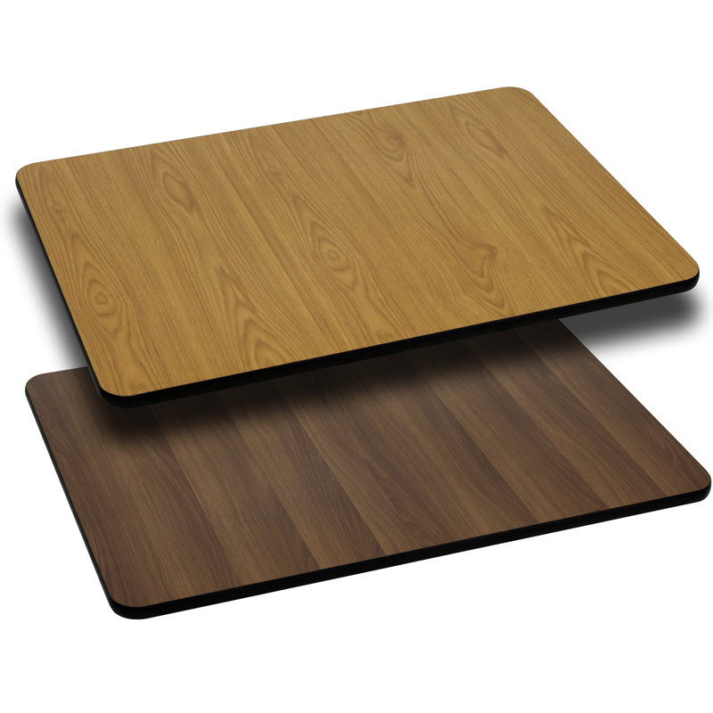 Plateau de table rectangulaire avec dessus en stratifié réversible Glenbrook, l 30 po x L 60 po, Naturel ou noyer