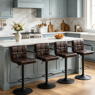 4-Piece Penacook Swivel Adjustable Height Upholstered Bar Stool