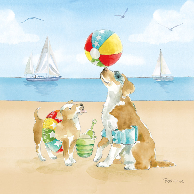 Summer Fun At The Beach II by Beth Grove - Wrapped Canvas Painting, 30cm H x 30cm W x 3.8cm D