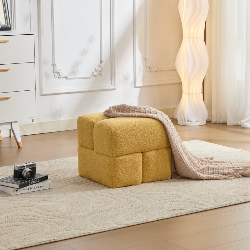 Repose-pieds en sherpa de 18,5 po Robertas, Jaune