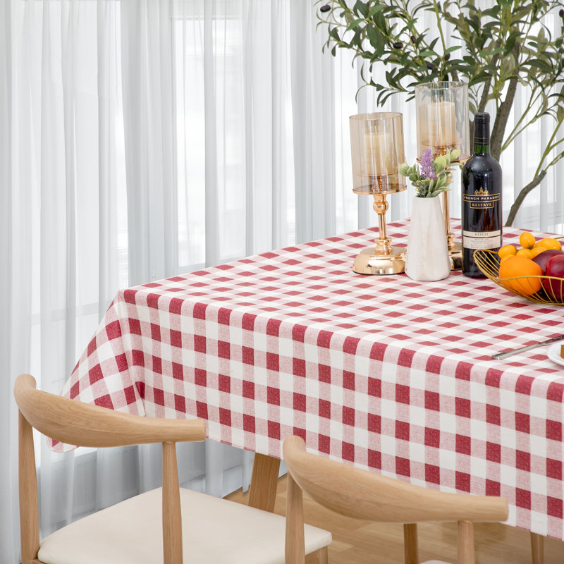 Nappe en vinyle à carreaux avec envers en flanelle, rouge, 132 x 178 cm