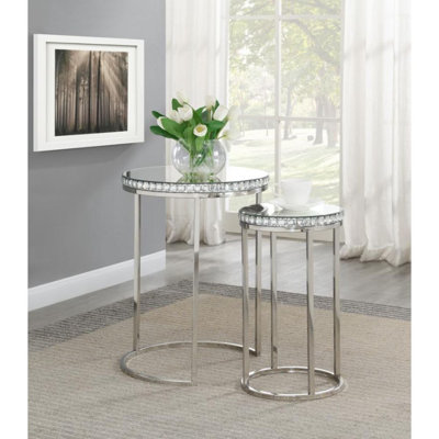 Faraan Mirrored Glass Top Nesting Tables