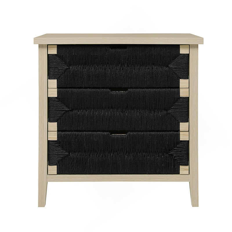 Buffet 3 tiroirs, armoire de rangement avec tiroirs décoratifs en corde tissée à la main pour le salon de la cuisine