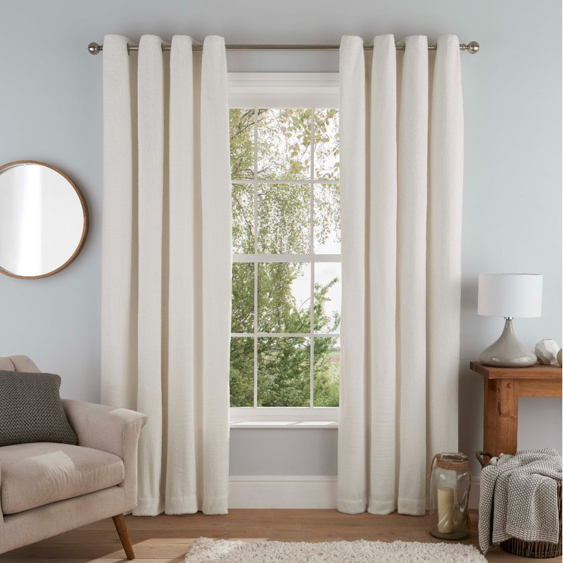 Livinia Semi Sheer Curtain Pair, 117 W x 137 D cm, Cream