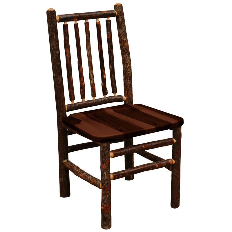 Fireside Lodge Hickory Spoke Back Side Chair - Cognac Seat, Cognac