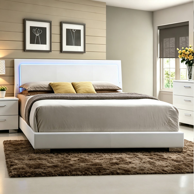 Grand lit blanc avec DEL