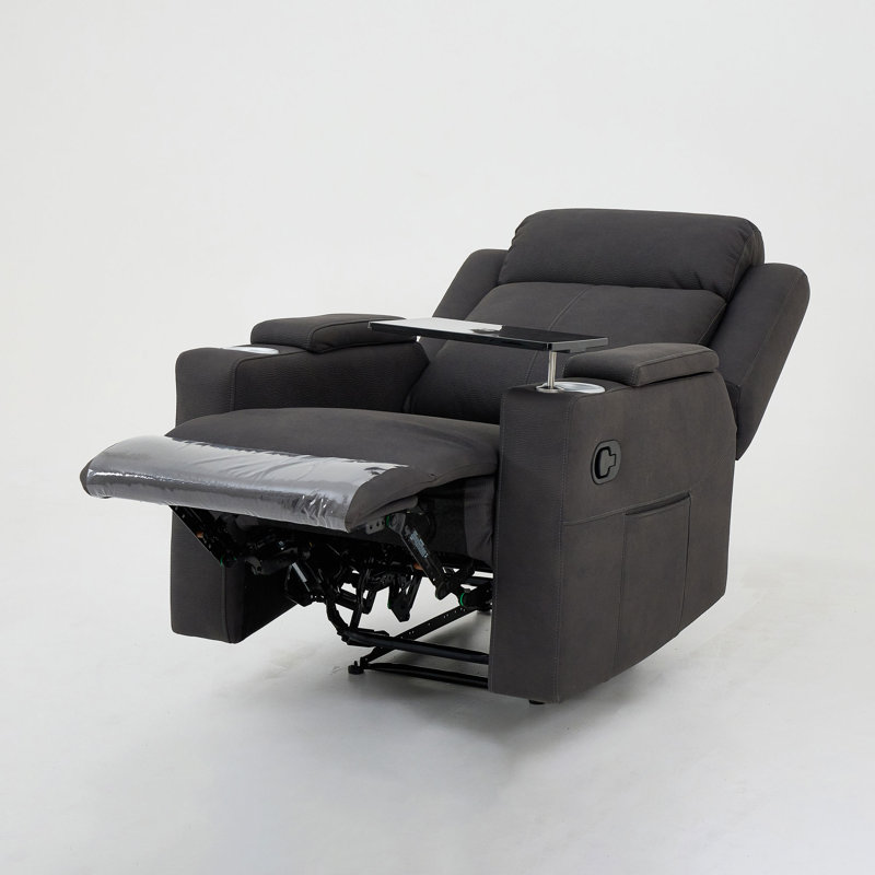 Upholstered Home Theater Recliner Sofa Seat, Dark Grey 