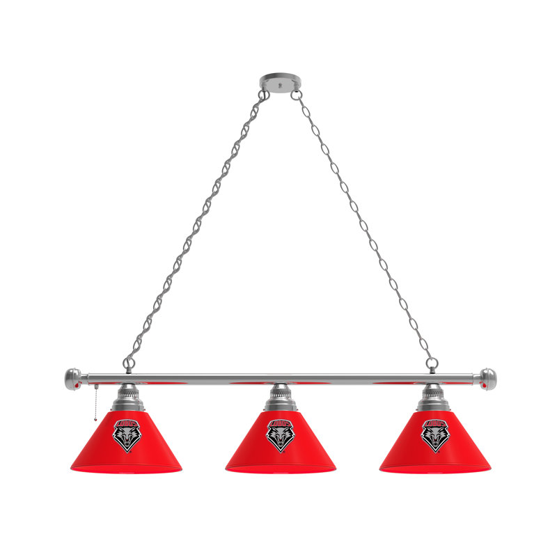 3 - Light Pool Table Lights Pendant, Chrome, New Mexico Lobos