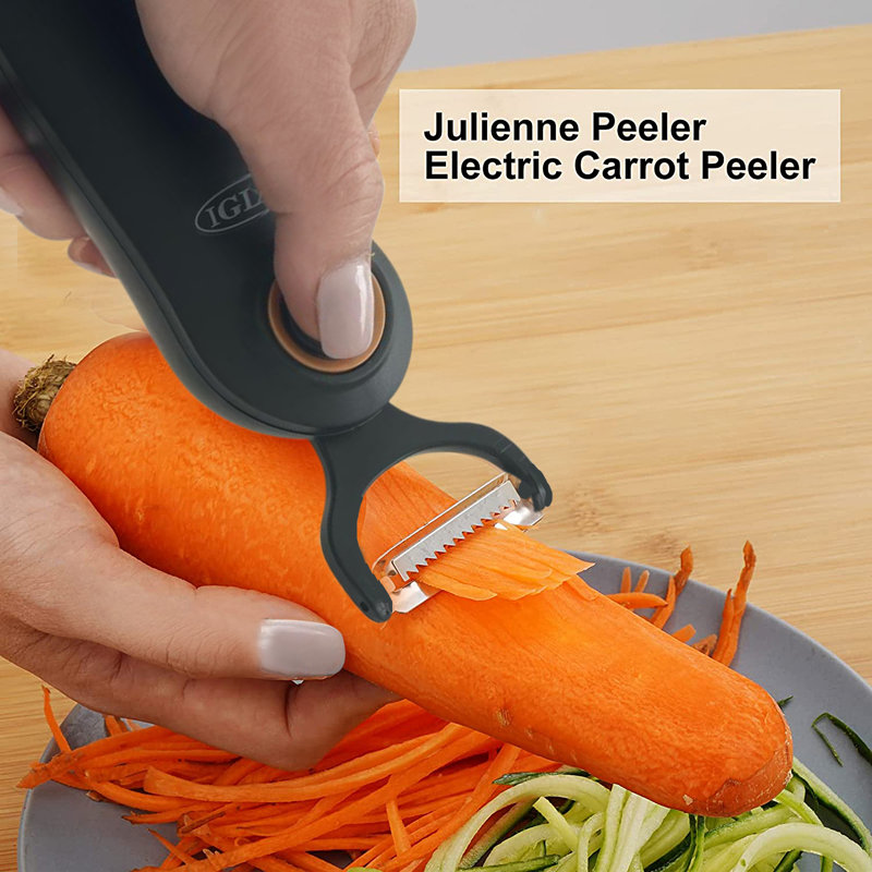 Éplucheur électrique à lame 5 en 1 avec recette de livret et brosse à huile , Noir