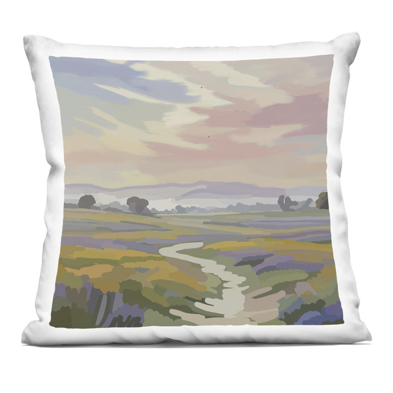 Coussin décoratif lavande Fields Beneath Sunset, imprimé par Amelia Noyes