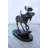 Bronze Moose Statue on Marble Base with Antlers Raised 10" x 6" x 9"H