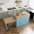 Kitchen Island with Retractable Table, Built-in Charging Station, and Lockable Wheels-1514973317