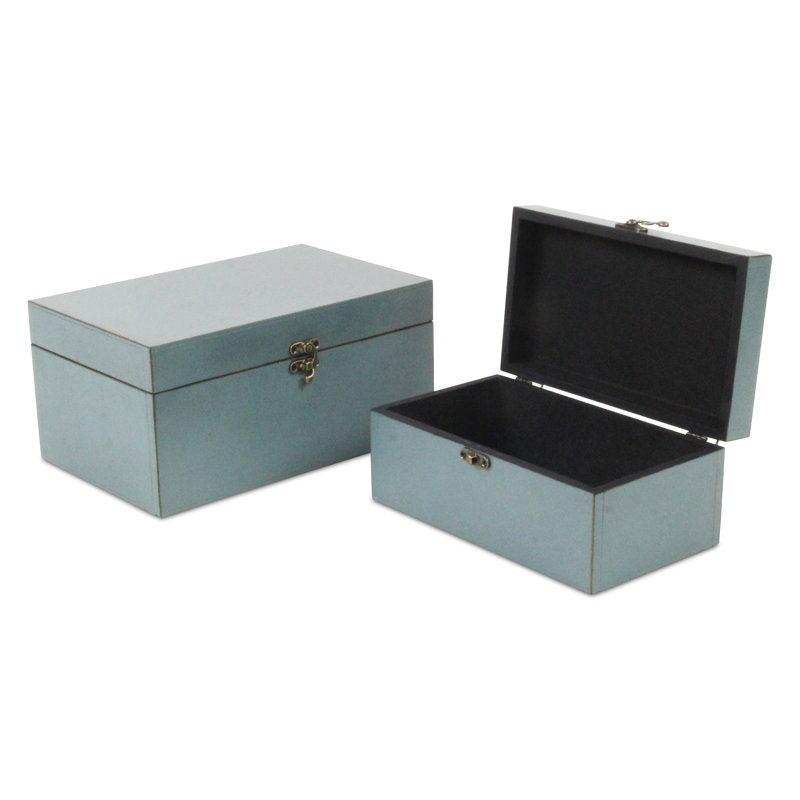 Arafah 2 Piece Stainless Steel Decorative Box Set, Blue