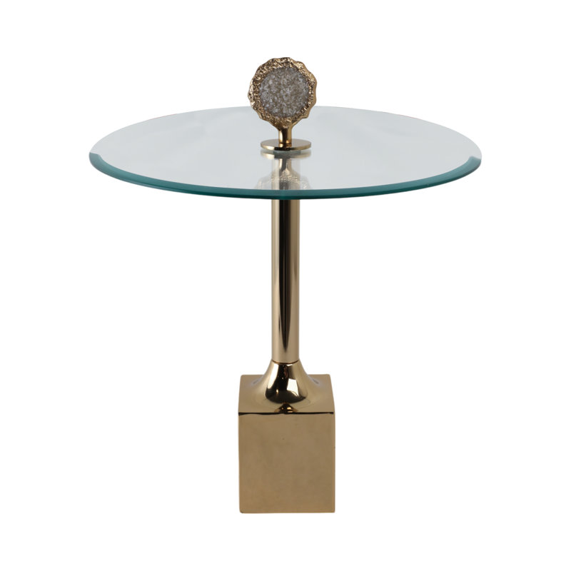 Orren Ellis 23" Micheals Labradorite Stone Glass And Metal Accent, Gold