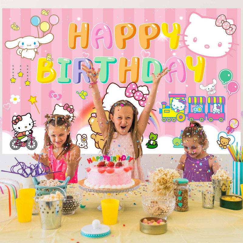 Hello Kitty Party Backdrop, 71x43'' Hello Kitty Birthday Party Background