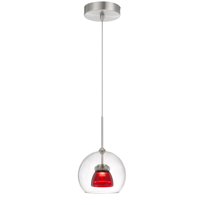 Luminaire suspendu géométrique à 1 lumière Lamanna, Transparent / Rouge