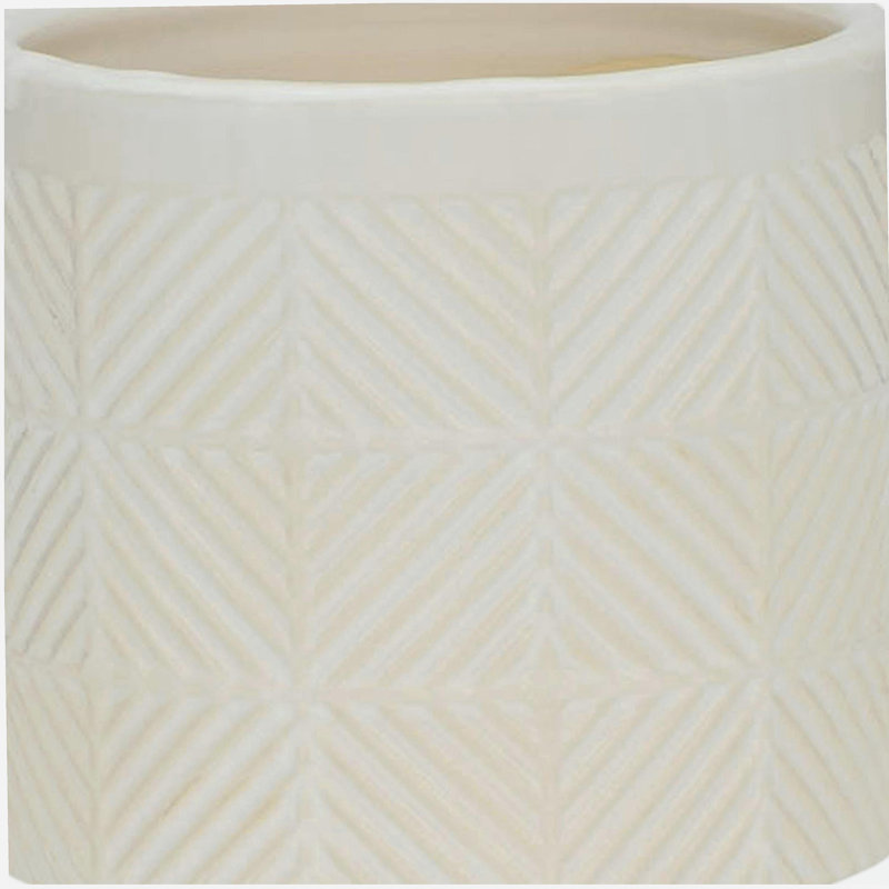 S/2 6/8" Textured Planters, Shiny White, White