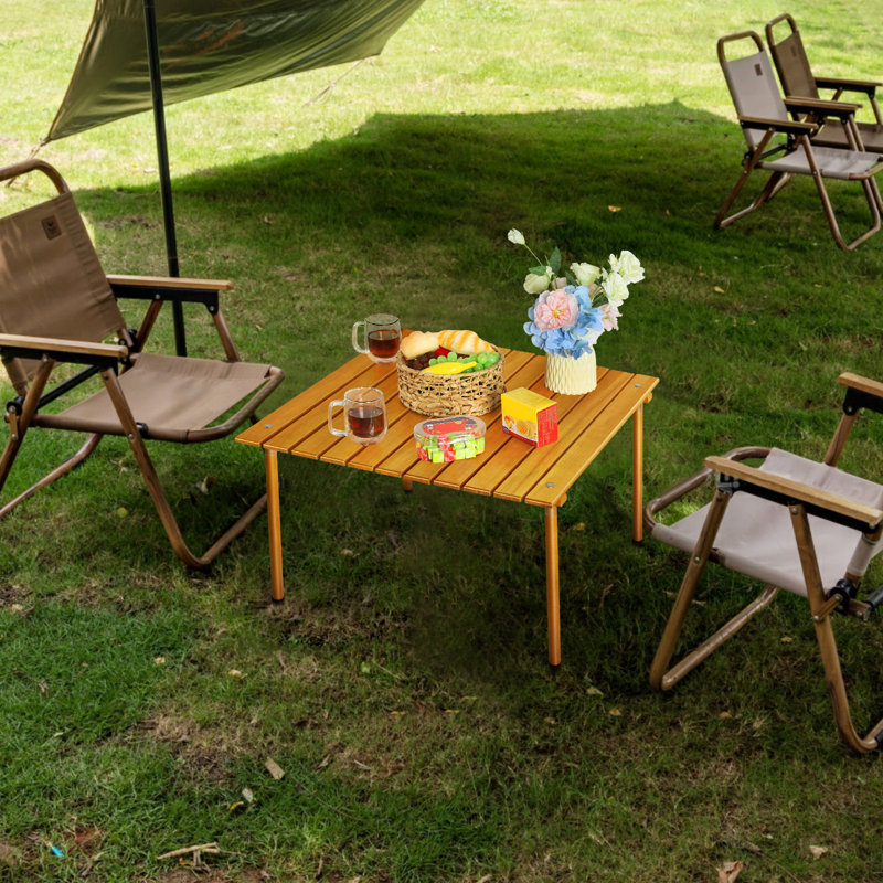 Outdoor Pop-Up Folding Bamboo Roll Table
