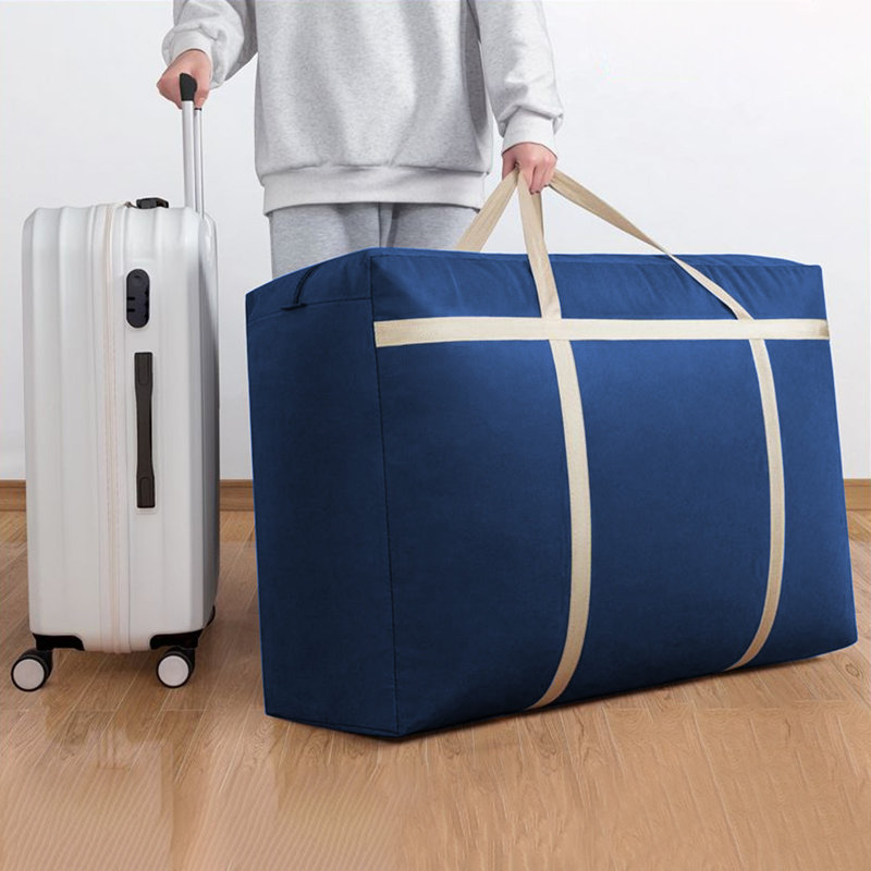  Large Clothes Storage Bags, Heavy Duty Closet Organizers and Storage, Foldable Storage Containers with Reinforced Handle for Clothing, Blanket, Comforter, Pillow, Bedding, Navy