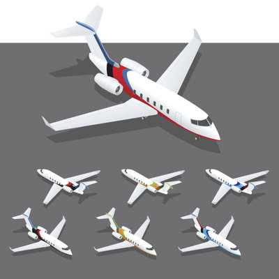 Isometric Private Jet by Golden Sikorka - Wrapped Canvas Print