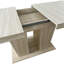 Table de salle à manger rectangulaire extensible, convenant pour 6 à 10 personnes, avec motif de travertin veiné, dimensions 160 à 200 cm, simple et élégante.