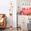 Lampe sur pied pour le salon, lampe sur pied en cristal avec tablettes, lampe d'angle moderne avec interrupteur marche / arrêt, lampe haute unique (rose)