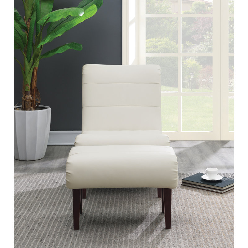Chaise longue avec repose-pieds Lavli, Blanc