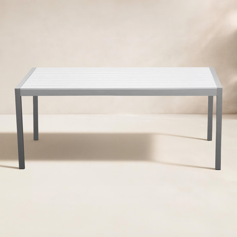 Table de salle à manger Devan, Argent argent, Blanc
