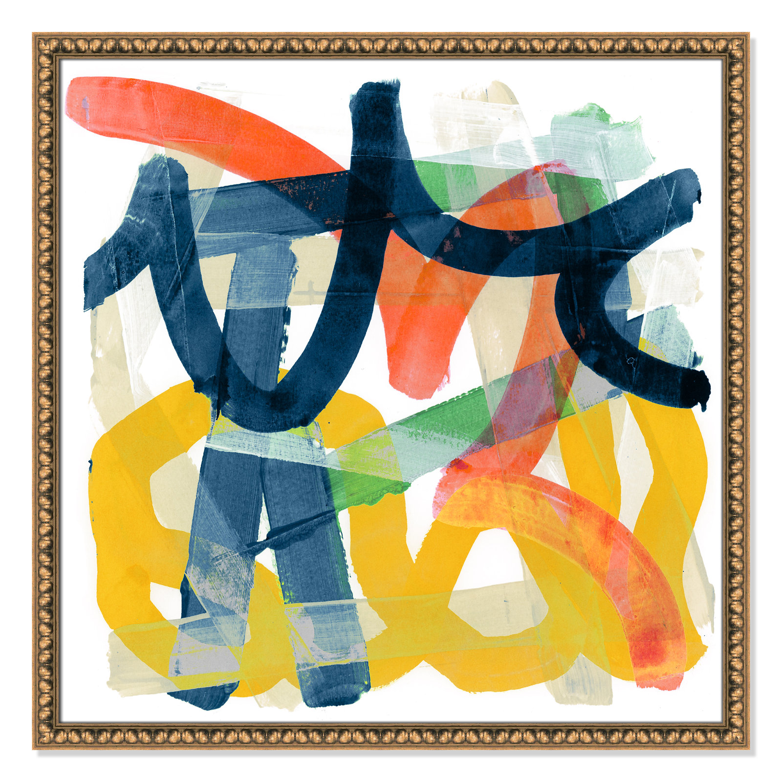 Shuffling by Cartissi - Picture Frame Painting, Gold Bead Framed, 33" H x 33" W x 1.13" D