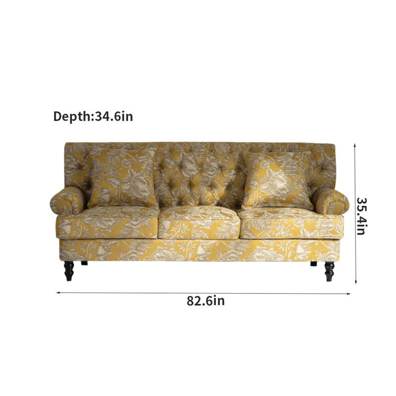 Canapé simple en bois massif jaune de 82,6 po