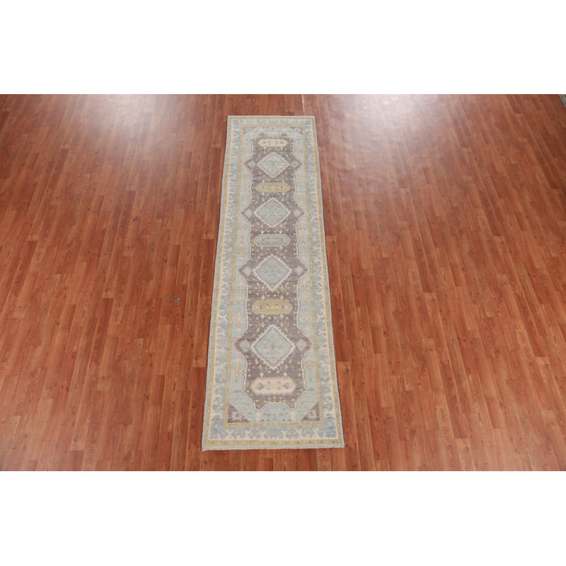 Vegetable Dye Oushak Turkish Runner Rug 3x10