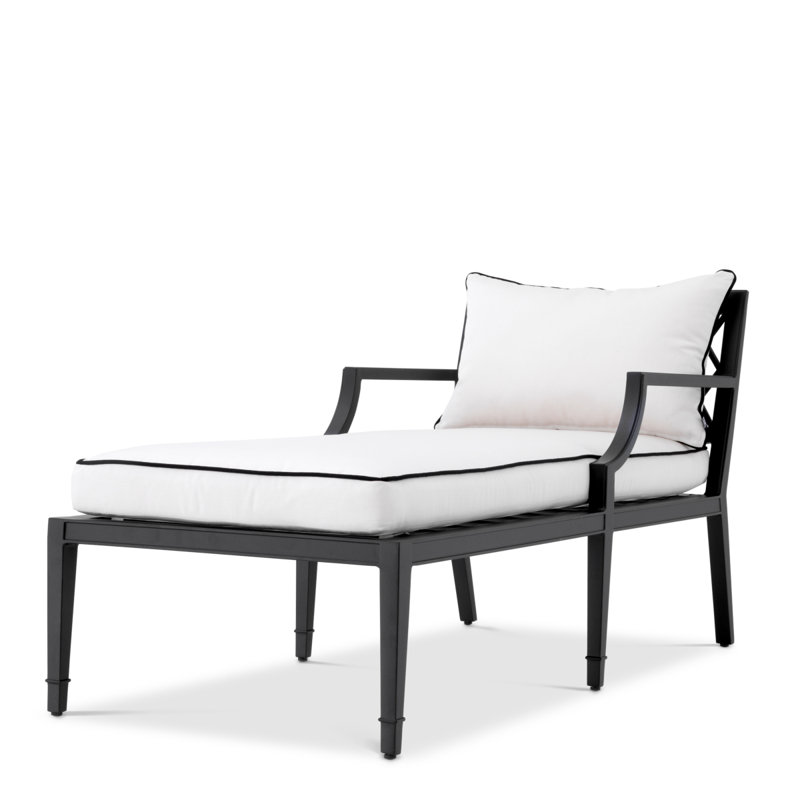 Bella Vista Outdoor Chaise Lounge, Black Frame/White Cushion