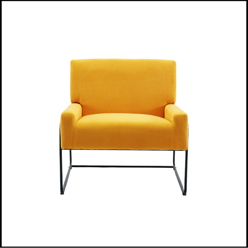 Lopardo Waiting Room Chair with Metal Frame, 100% Polyester Musterd Yellow