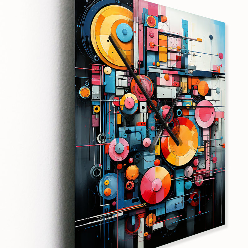 Horloge murale Futuristic Fusion IV - Collages abstraits, Très grand