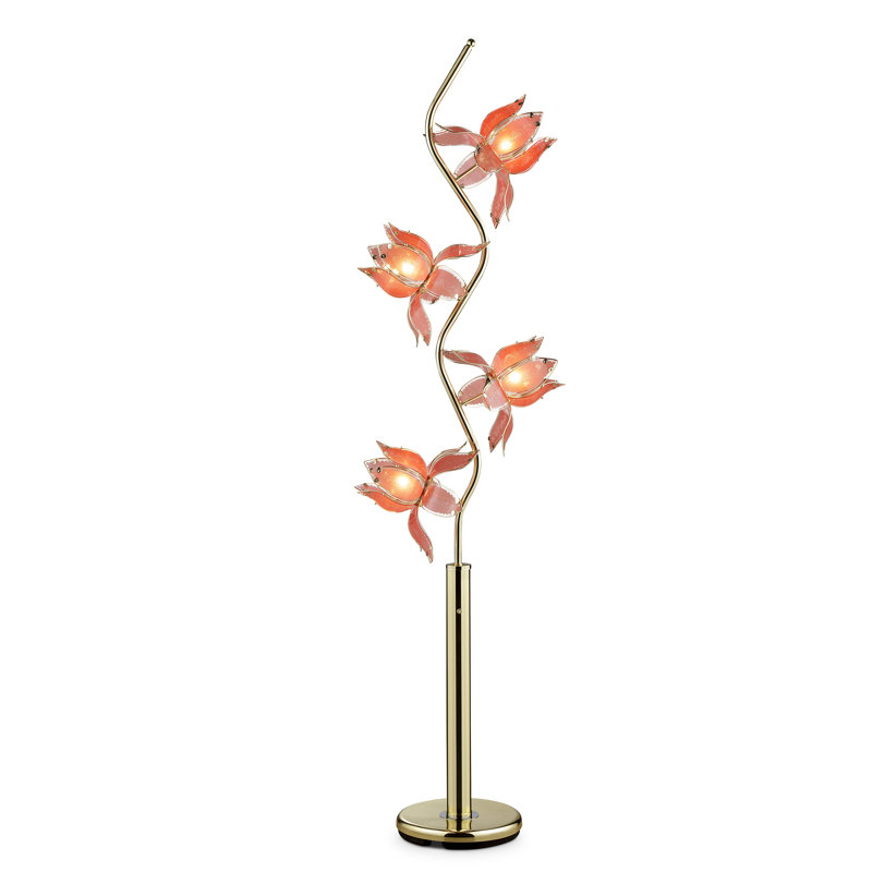 Lampe de plancher fantaisie 73" Bayard, Laiton / rose