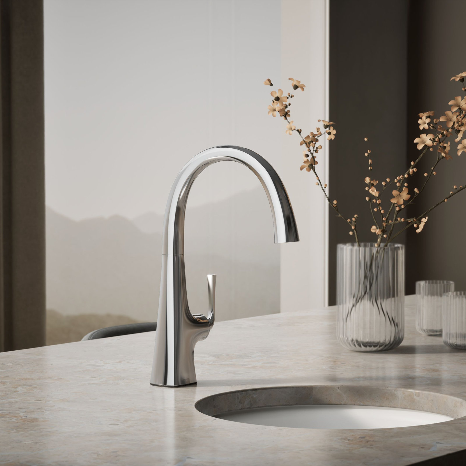Graze Bar Swing Spout Faucet, Polished Chrome