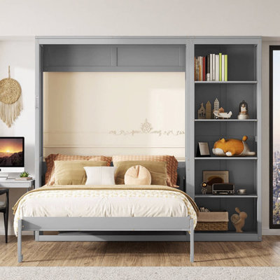 Queen-Size Murphy Bed Wall Unit with Customizable Shelves in Modern - Space-Saving Dream Solution