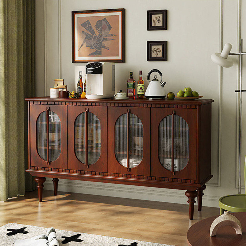 Buffet en bois manufacturé et brun rougeâtre, H 35,04 po x L 62,6 po x l 15,35 po
