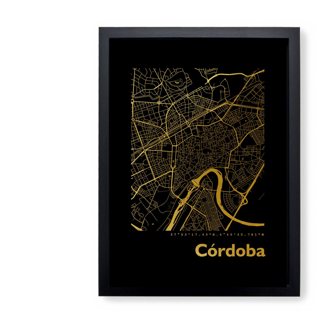 Gerahmtes Papierbild - Grafikdruck „Cordoba Map”