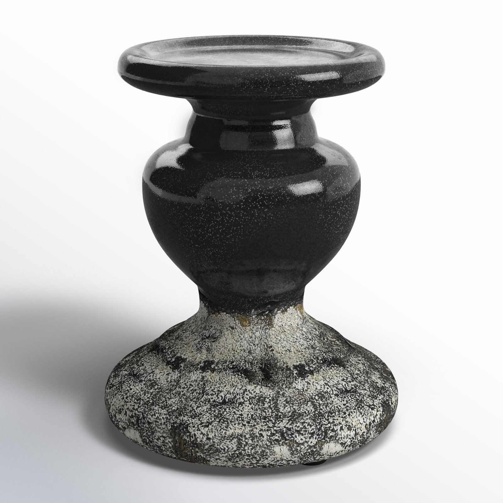 Waikiki Candlestick Holder, 5.3" H x 4.5" W x x 4.5" D, Black/ Distressed Gray