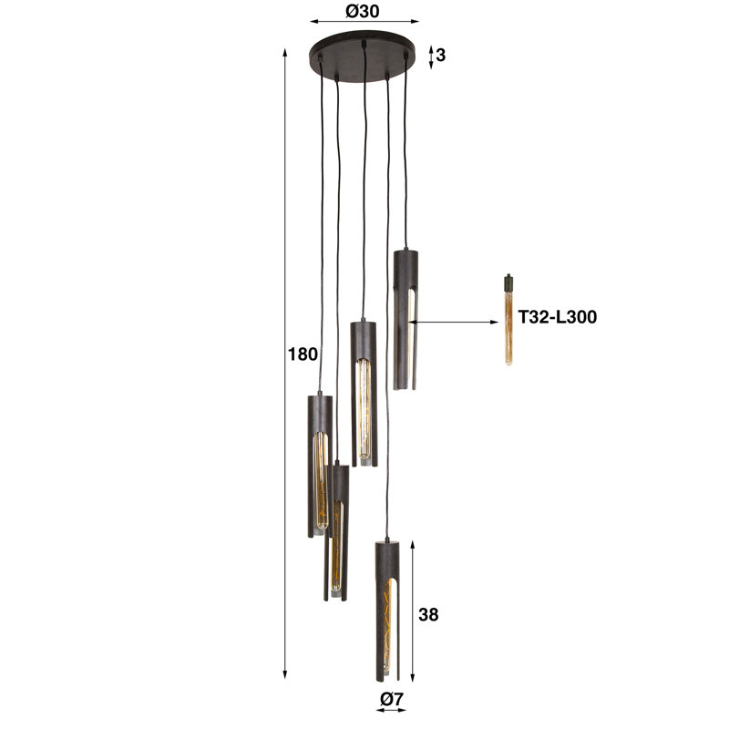 Ashaun 5 - Light Satin Black Pendant