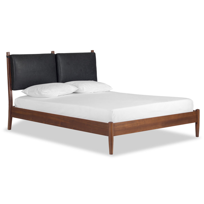 Lit plateforme tapissier Livvy, Noir onyx, Grand