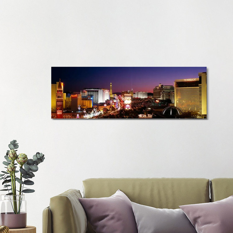 Buildings Lit Up At Night, Las Vegas, Nevada, USA #2 - Wrapped Canvas Panoramic Print, 121.92 cm H x 40.64 cm W x 3.175 cm D