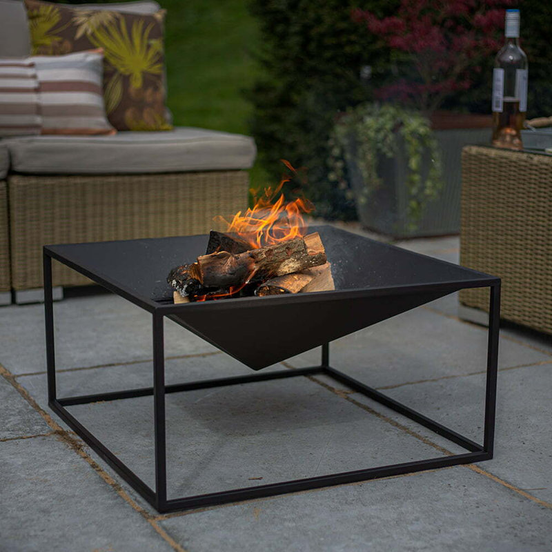 La Hacienda Black Cairo Steel Firepit - L 60 cm x W 60 cm x H 31 cm
