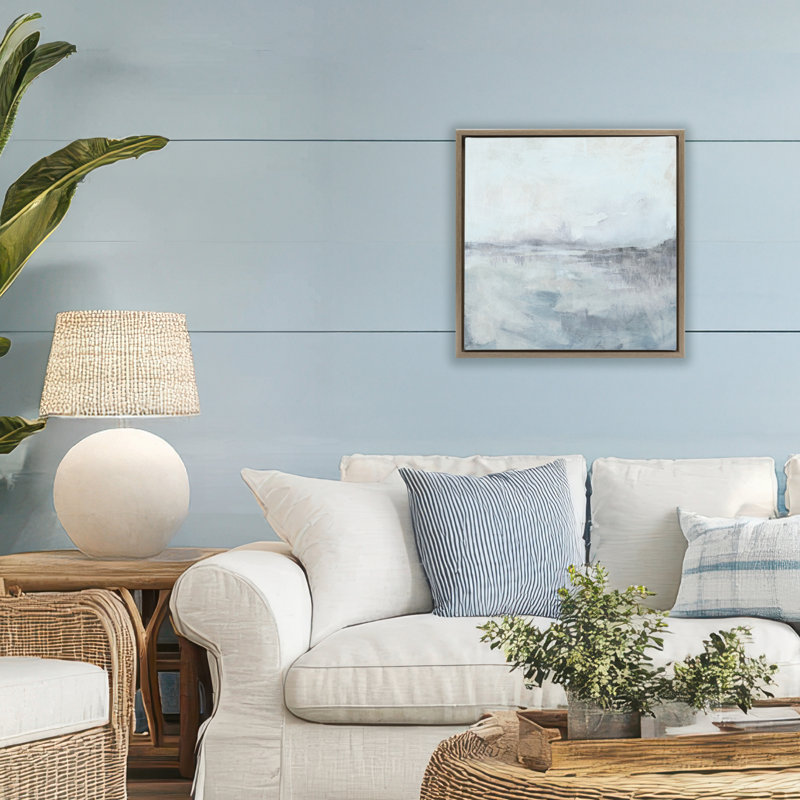 Cadre flottant abstrait Mist Horizon, design par June Erica Vess, Cadre flottant orme Montalcino, H 18 po x l 18 po